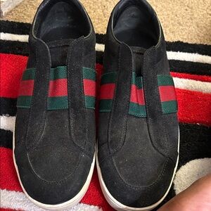 Gucci Black Sneakers with Red and Green Accents